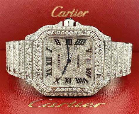 cartier santos watch with diamonds